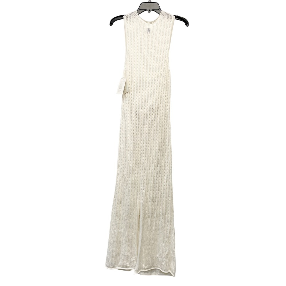 A New Day Women's Cream Pointelle Knit Sleeveless Maxi Sweater Dress Size XS - Picture 4 of 6